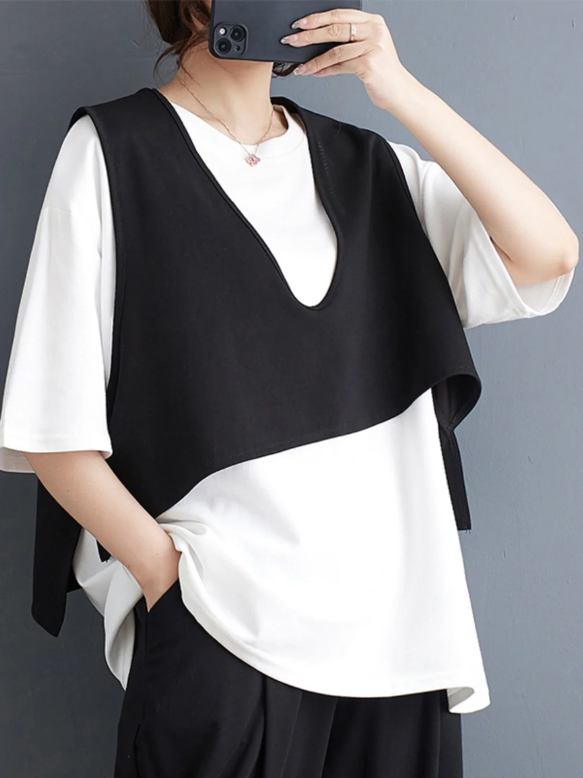 

Faionable plus Size Women's Vest Top Summer New Casual Versatile V-Ne Pullover ort Staable Jaet Outerwear