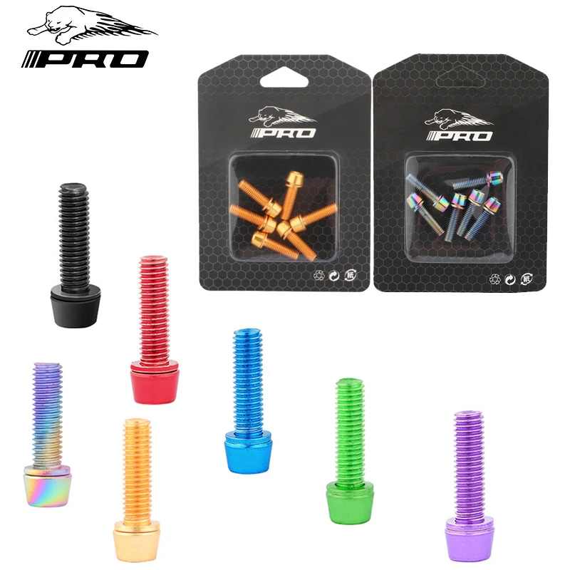 IIIPRO Parafusos para guidão de bicicleta de montanha M5 * 18mm Parafusos para haste de bicicleta de aço inoxidável 6 peças Parafuso de fixação para guidão de mtb