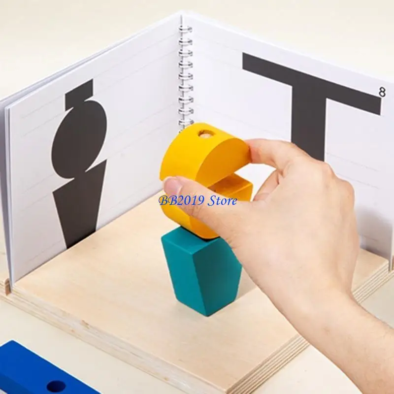 q0kb ปริศนาไม้เด็กซ้อนบล็อกรูปร่างการก่อสร้างบล็อกการพัฒนาบล็อกการเรียนรู้ก่อนการเรียนรู้ของเล่นสำหรับเด็กอายุ 3 ปี