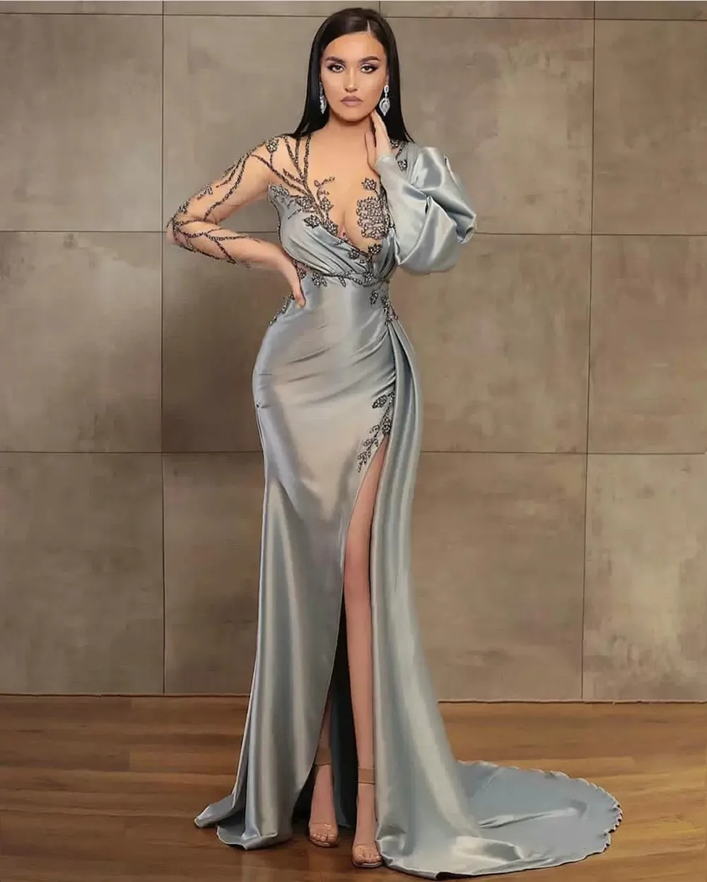 Simple Long Mermaid Prom Dresses เซ็กซี่สปาเก็ตตี้สายรัด Slim-Fit กลีบกระโปรงผู้หญิงอย่างเป็นทางการ Party Custom Made Robes De soirée