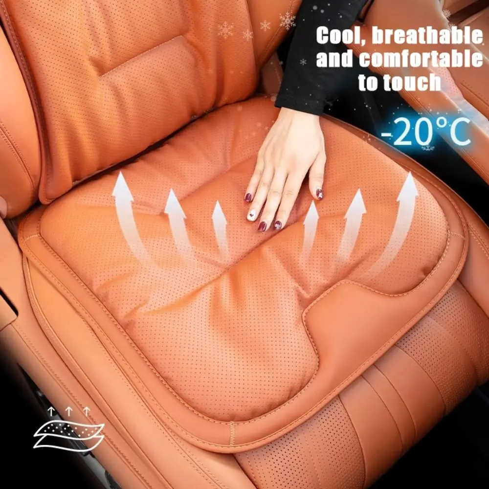 Non-slip Car Leather Cushion Universal Good Breathability Ventilated Four-season Cushion Soft Cotton Auto Seat Cushion Travel