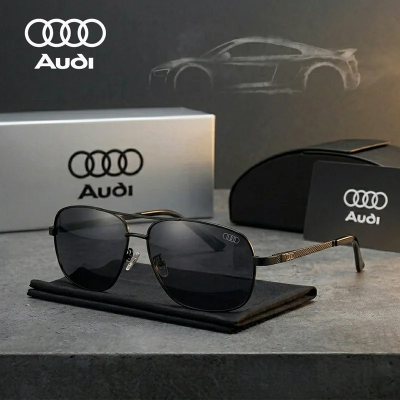 Luxury AUDI Sunglasses Polarized Square Aviator Sun Glasses Business Male Driving shades Rectangle Eyewear Oculos de sol UV400