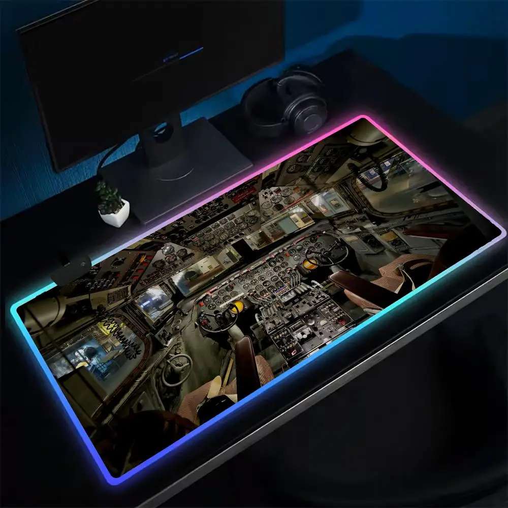 

Plane Speedometer Mouse Pad Anime Gaming Mouse Pad LED Table Pads Backlit Rubber Desktop XXL RGB Desk Mats