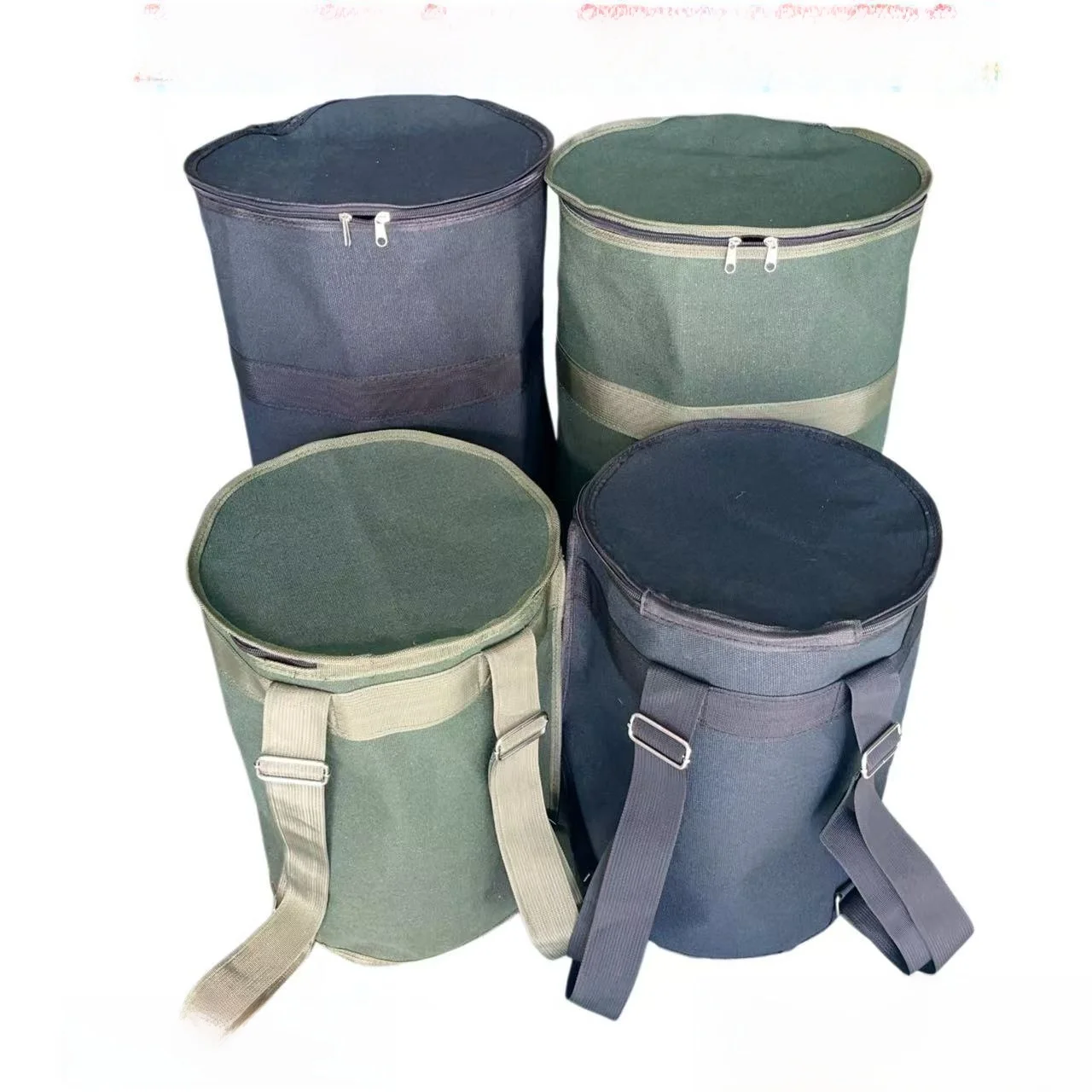 Thickened Canvas round Barrel Backpack Double Shoulder Bag Water Barrel Basket Rural Farm Work Tool Kit Unisex Daily Use