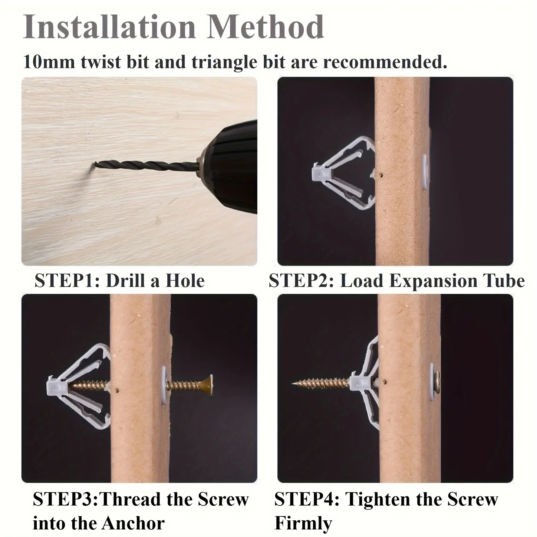 10/50 m3.5 Sets Hollow-Wall Anchors Drywall Anchor Kit With Screws Expansion Tube Pipe Self Drilling With Zinc Plated Screws