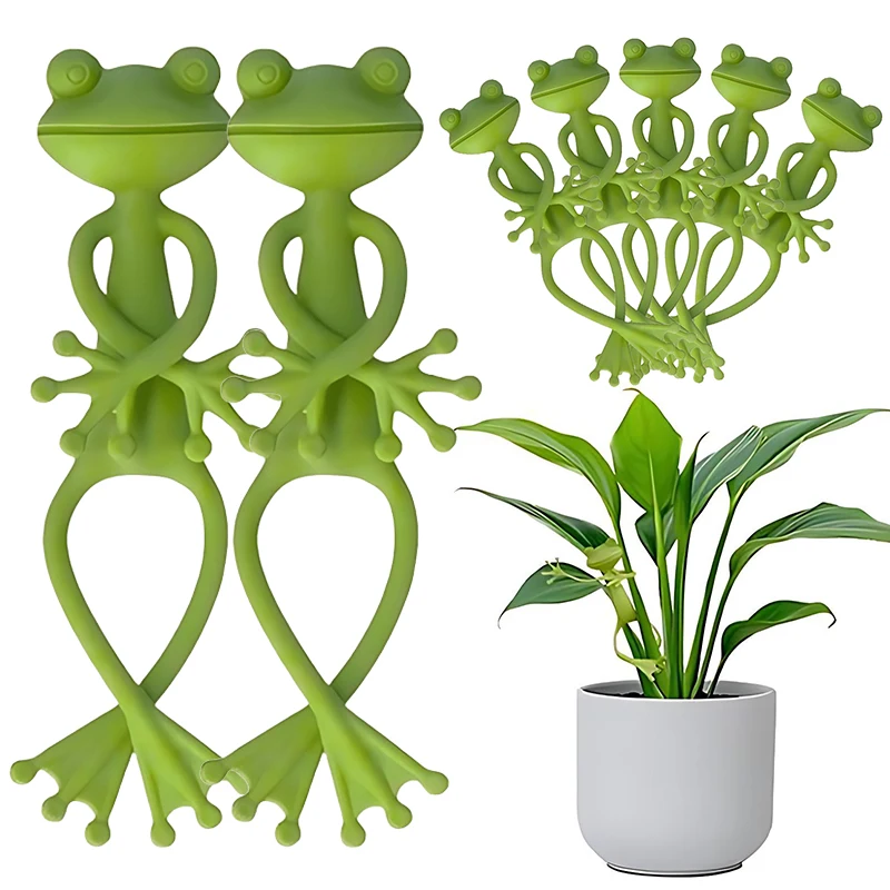 5PCS/Lot Frog Shaped Plant Stand Green Twist Garden Plant Supporter Adjustable DIY Vine Climbing Holders Garden Accessories ZYF