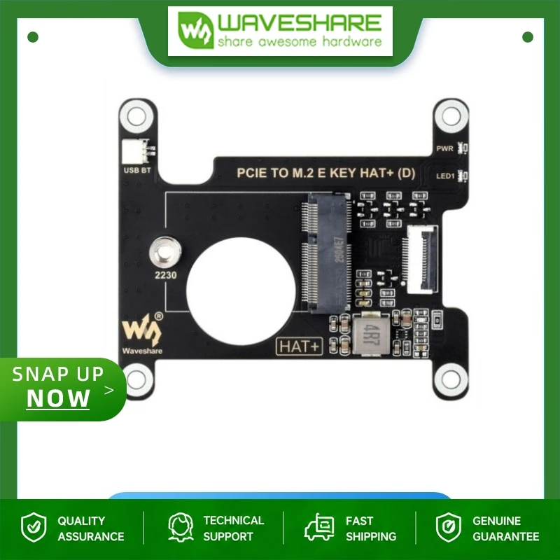 

Waveshare Raspberry Pi 5 PCIe to M.2 E-Key HAT, NGFF WiFi Bluetooth Adapter Board
