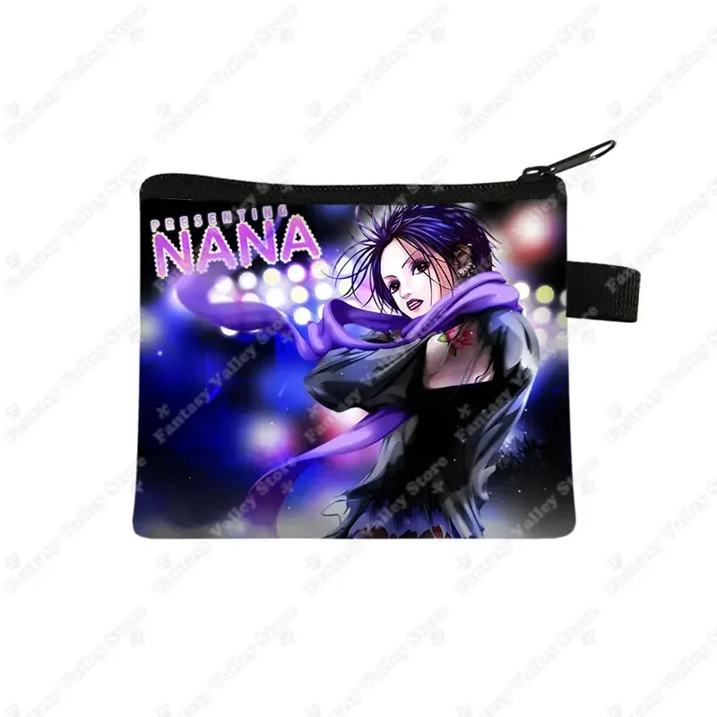 Porte-monnaie Manga en pierres noires pour femmes, porte-cartes de crédit, écouteurs, porte-clé, porte-monnaie, mignon, cadeau