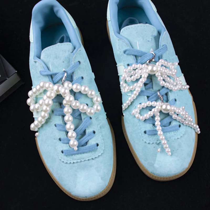 1PC Handmade Shoes Clip Double Layered Pearl Bead Bowknot Charm Shoe Buckle Decoration Bag Pendant Bow Key Chain Accessories