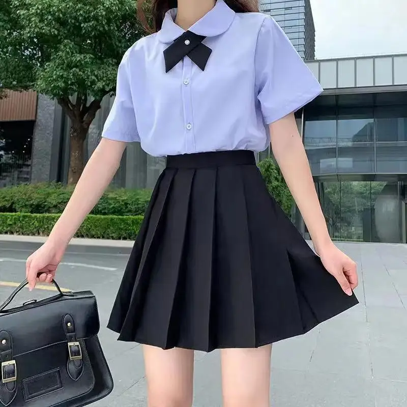 Jk Uniform Full Set Basic Uniform Solid Color Shirt Suit School Pleated Skirt Female Summer College Skirt