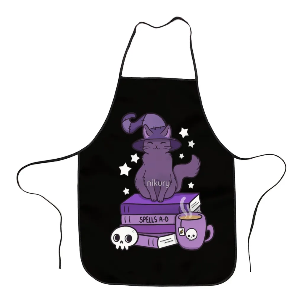 

Feline Familiar 02 Black  Nikury Kitchen Aprons for Women Household Cleaning Apron Chefs Cooking Baking Apron for Child