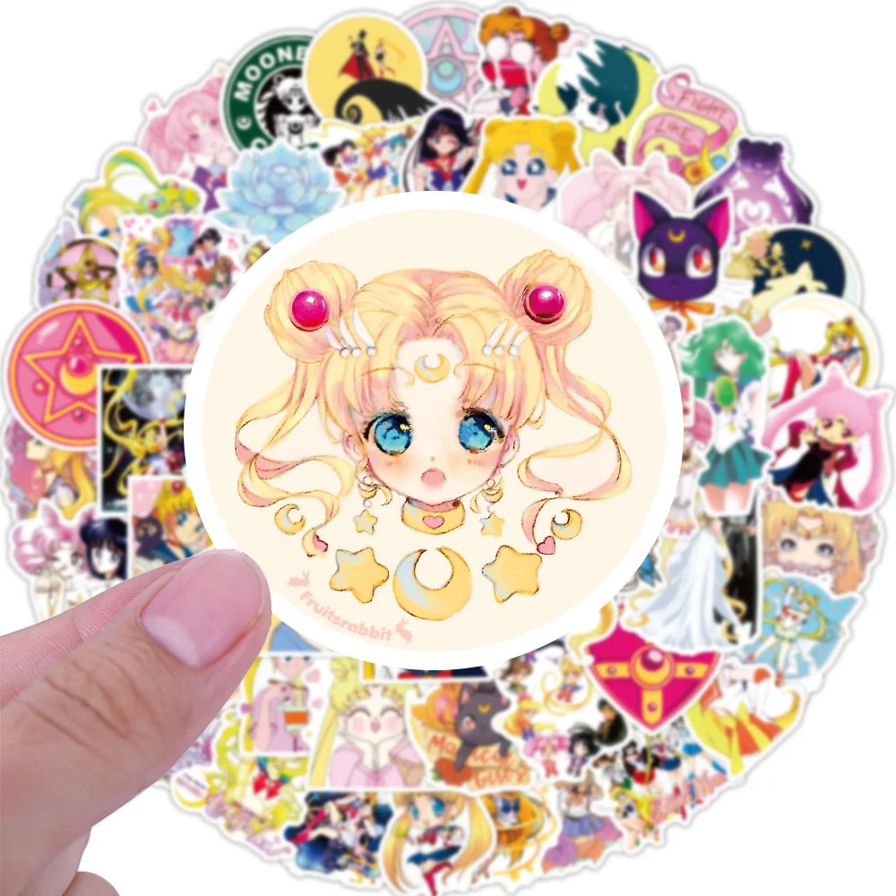 10/30/50/100pcs Anime Sailor Moon Stickers Kawaii Girls Cartoon Sticker Phone Case Water Bottle Suitcase Cute Graffiti Decal Toy