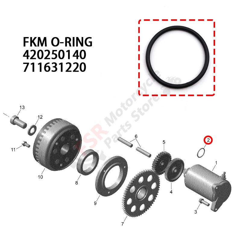 10PCS STARTER MOTOR FKM O-RING,FOR CAN-AM COMMANDER DEFENDER OUTLANDER MAVERICK & SKI-DOO SEA-DOO SPARK,P/N:420250140 711631220