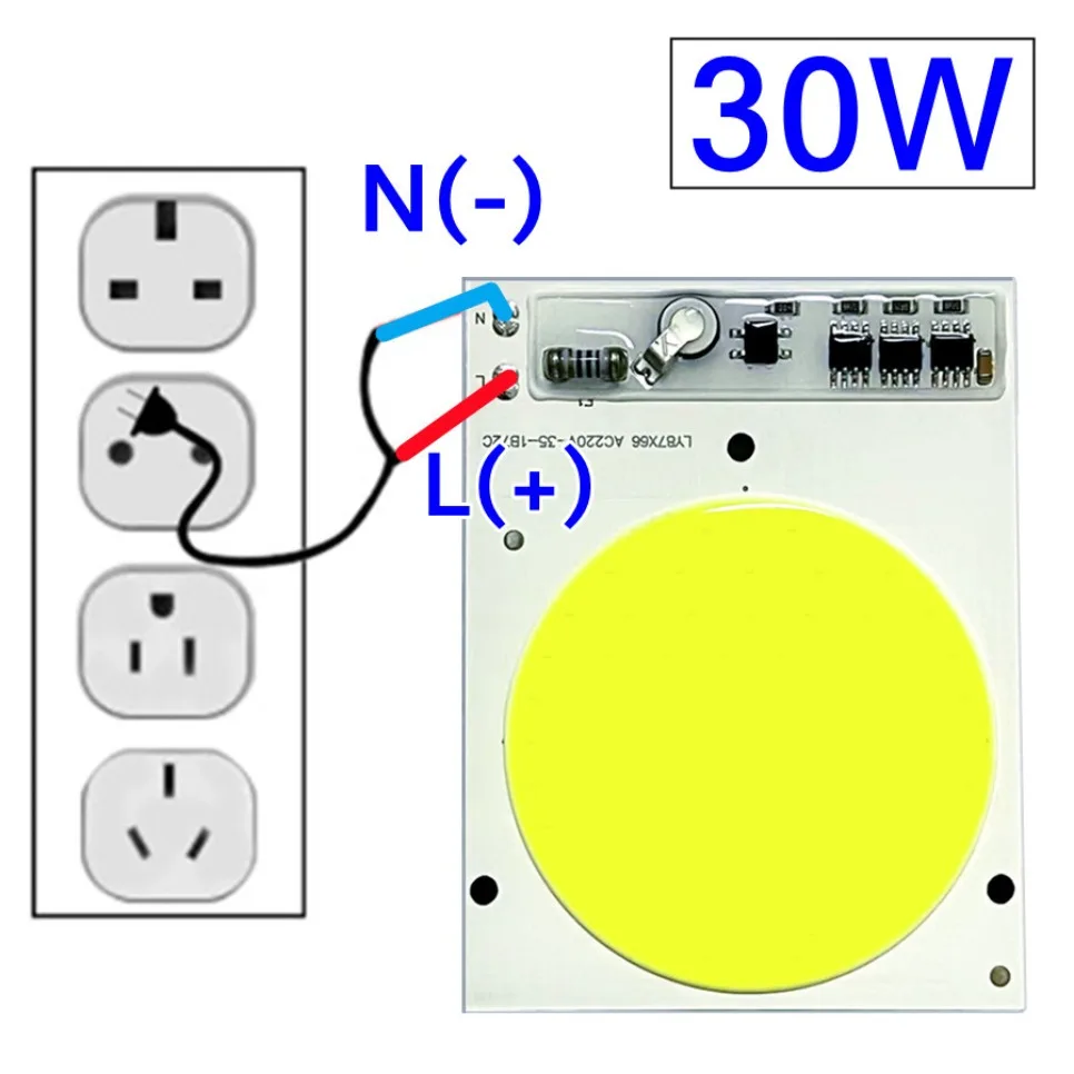 스마트 IC LED COB 칩, 드라이버 램프 불필요, 비즈 LED 전구, 투광 조명용 스포트라이트 조명, 고휘도, 30W, 50W, AC 220V