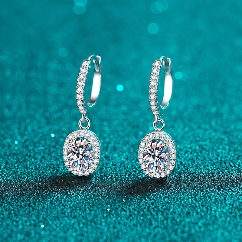 

1ct D Color Moissanite Drop Earrings Orginal 925 Sterling Silver Earring for Women Sparkling Wedding Luxury Jewelry