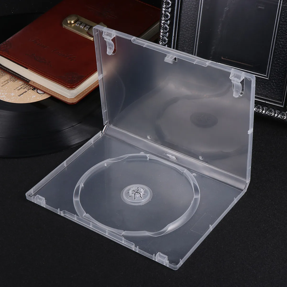 6Pcs Cd Storage Box Transparent Portable Dvd Case for Home Cinema Travel Music Films Easy Find Separate Compartment Label Ready