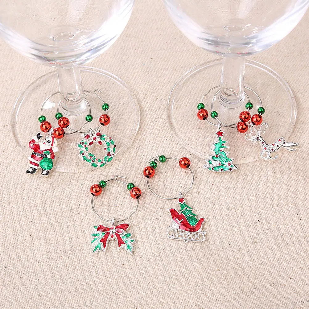 18Pcs Christmas Wine Glass Charms Decorative Tags Perfect Party Drink Markers Xmas Glass Identifier Rings Identify Label Rings