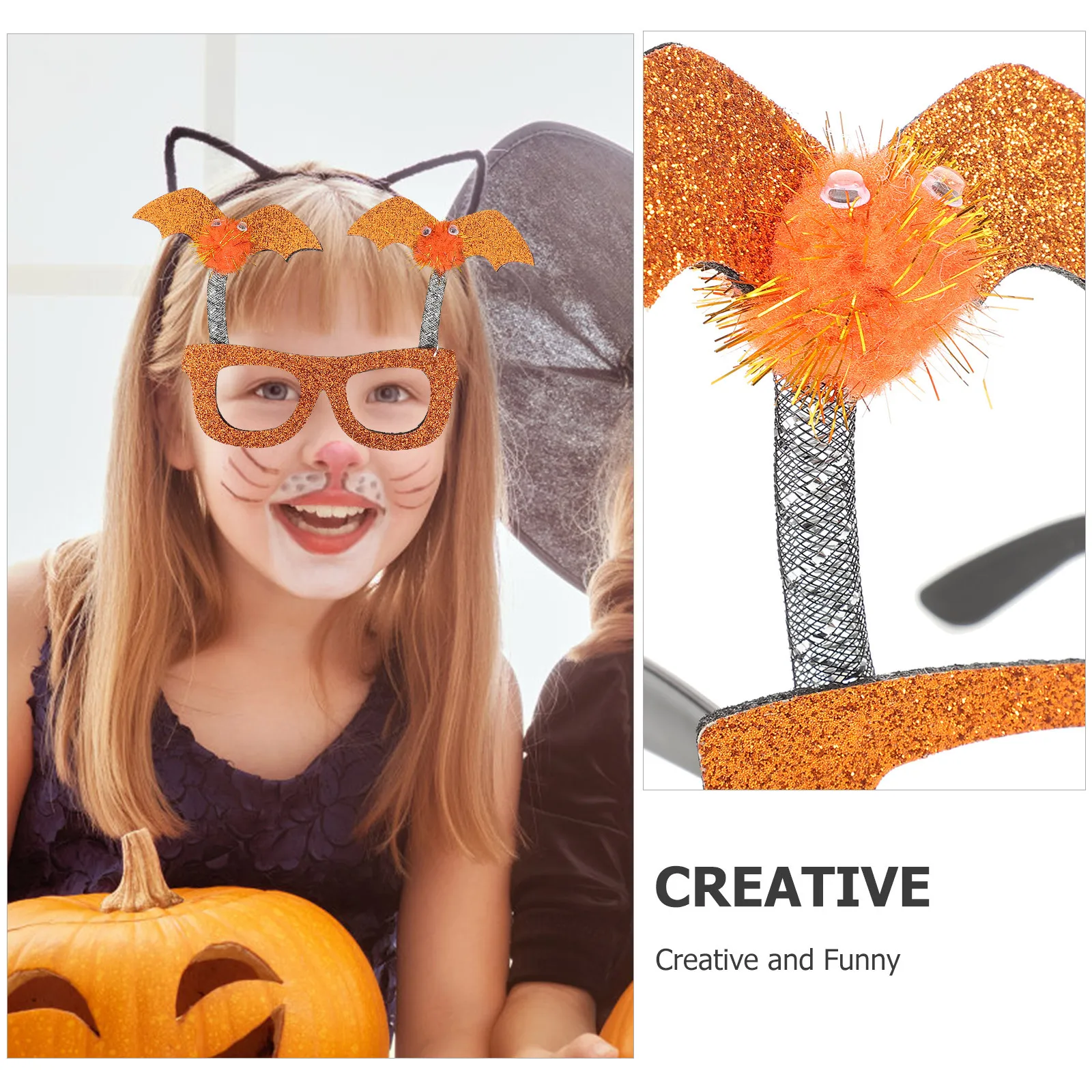 

2Pcs Bat Glasses Frames Halloween Eyewear Unique Funny Party Decorative Glasses Props for Halloween Cosplay Photo Booth Festival