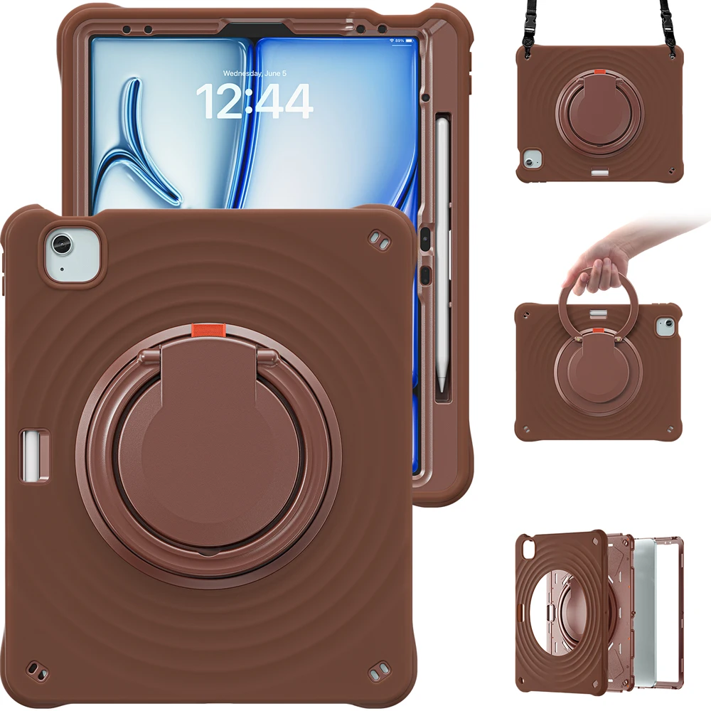 حافظات تابلت تموج لجهاز iPad Air 13 2025 2024 حافظة iPad Pro 12.9 2022 2021 6th 5th 4th 3rd غطاء تدوير حامل الكمبيوتر غلاف من السيليكون #2