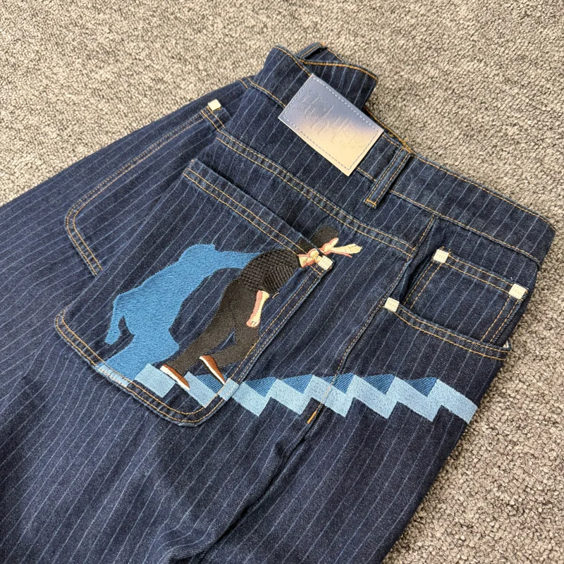 2026 جديد كل مباراة عادية Derschutze الجينز سلسلة المطرزة طباعة الرجعية الخشنة القماش عالية الجودة Derschutze بنطلون جينز #4