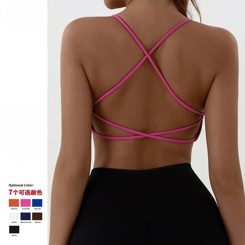 Sports Bras Crop Tops Ladies Push Up Bra Women Sexy Criss Cross Straps Impact Yoga Underwear Running Fitness Gym Padded Bralette