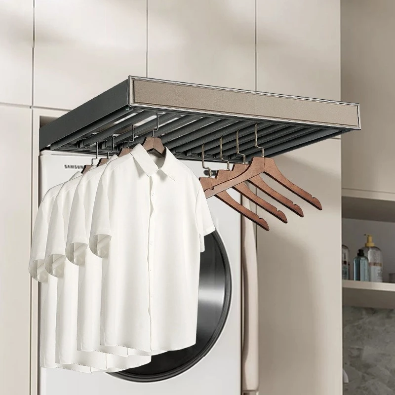 Washing machine balcony invisible pull hanger above deepened hidden telescopic drying rack pants rack dryer pull basket