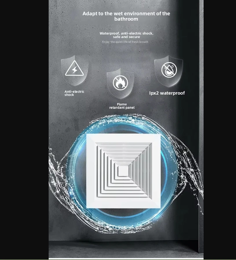 

220V Integrated Ceiling Exhaust Fan Kitchen Bathroom Silent Strong Ventilation ADA