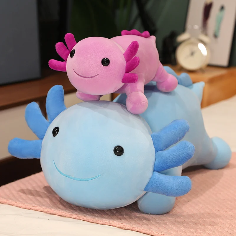 Cartoon 30-90CM Axolotl Plush Toy Animal Stuffed Plushie Doll Long Pillow Birthday Christmas Gifts Home Decoration