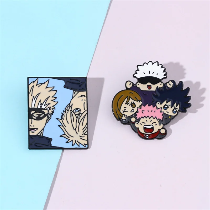 Satoru Gojo Enamel Pins Cute Cartoon Anime Character Lapel Brooch Badge, Metal Jewelry Gifts for Anime Fans