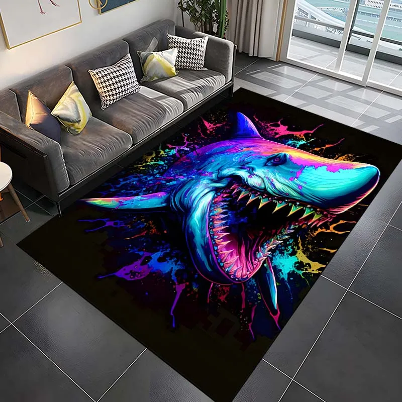 

15 Sizes Shark Horrible Mouth Art Pattern Rug Carpets for Bedroom Living Room Sofa Mat Creative Door Mat Dressing Room Rugs