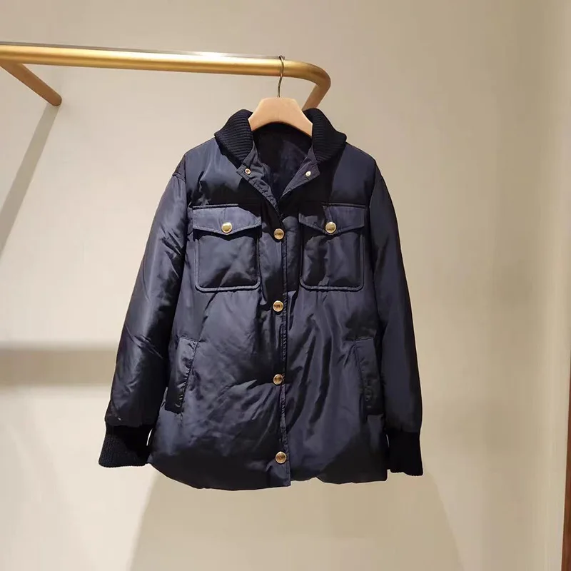 

【Gift Free】2025 Autumn/Winter Minimalist Knit-Trim Thickened Unisex Cotton Jacket with Single Metal Buttons