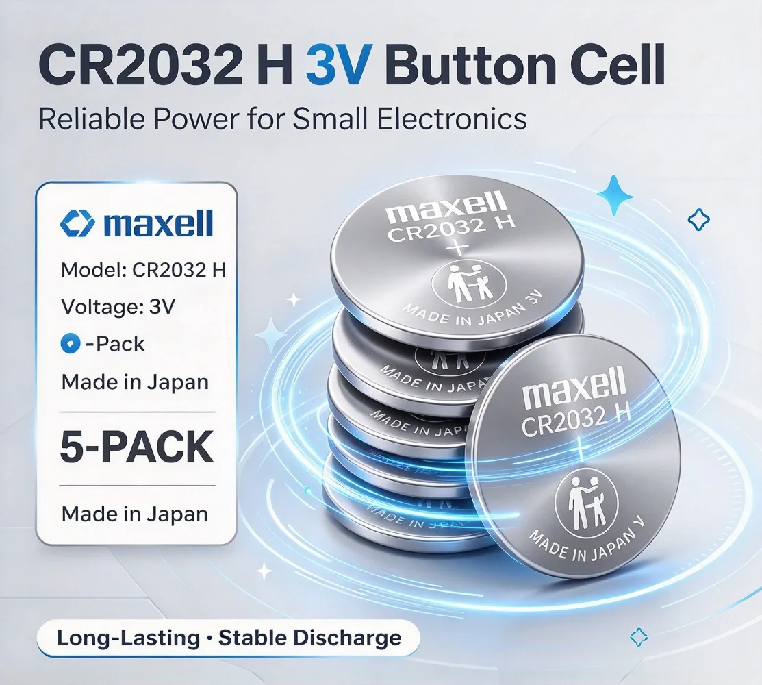 CR2032H 3V Button Cell 240mAh High Capacity 5 Pack Replaces CR2032 LIR2032 ML2032 for Mainboard and Remote Controllers
