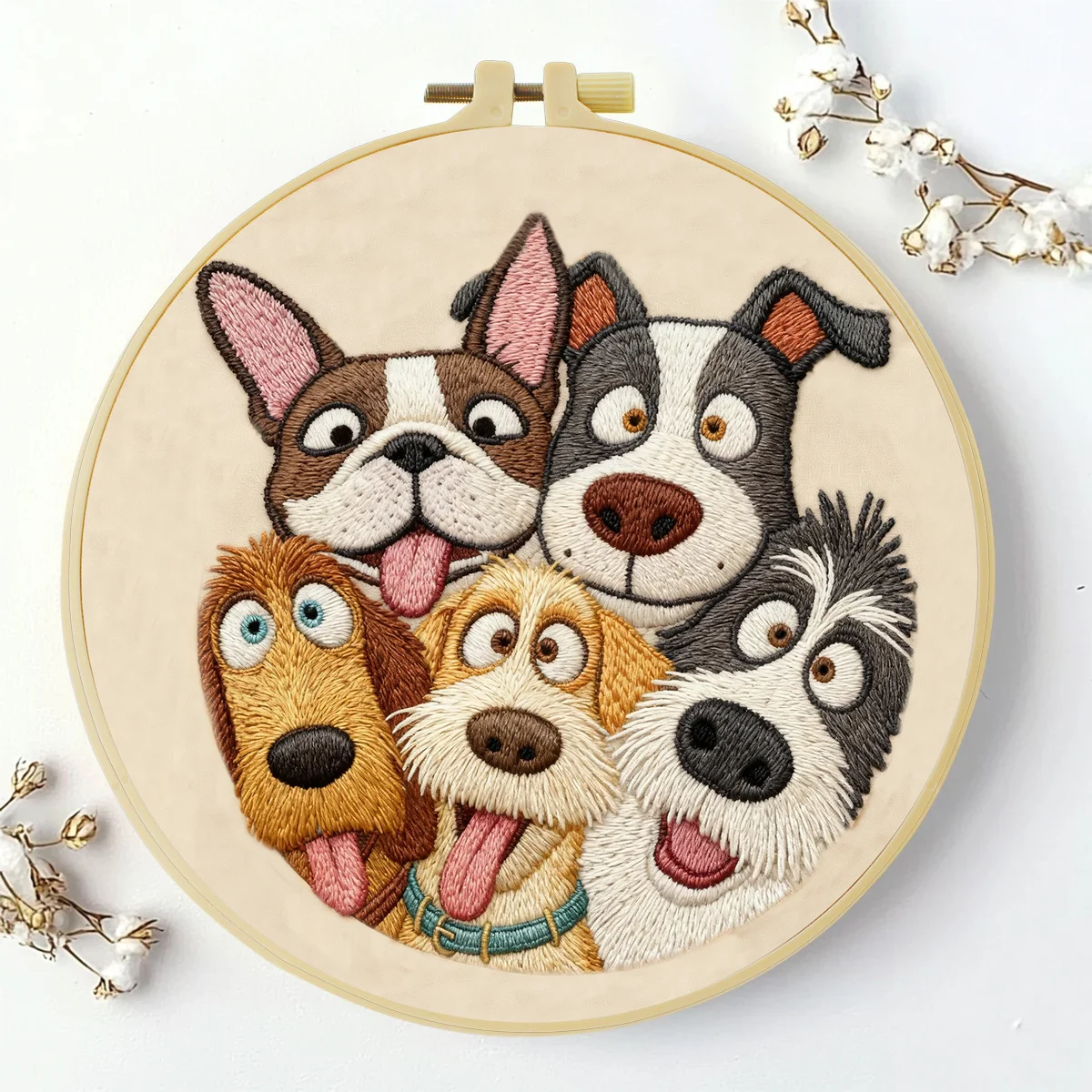 1 Stück 20X20CM/15X15CM 7,87/6,3 Zoll Hundestickerei-Starter-Kit DIY-Kit DIY-Stickerei-Set Handarbeiten Heimdekoration Bastelmalerei – Detail 4