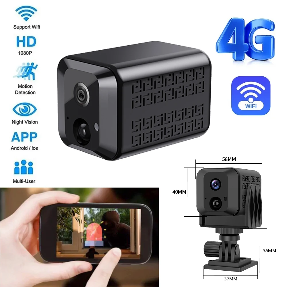 

Mini 4G Camera Security Surveillance Cameras or Wifi HD 1080P Camera Wireless Night Vision Secret Video Protection IR Motion Cam