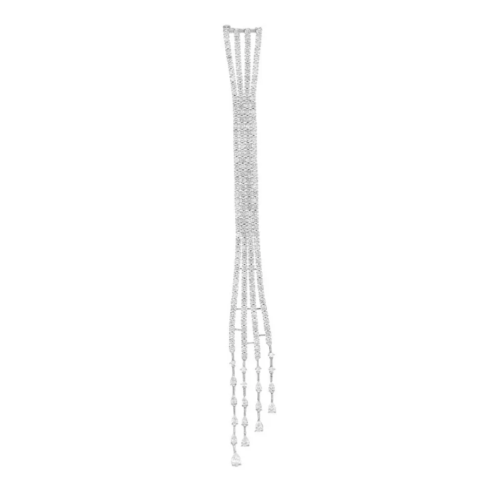 Elegant Crystal Meteor Shoulder Chain Vintage Light Luxury Long Tassel Brooch Shiny Exquisite Shoulder Flash Suit Accessories