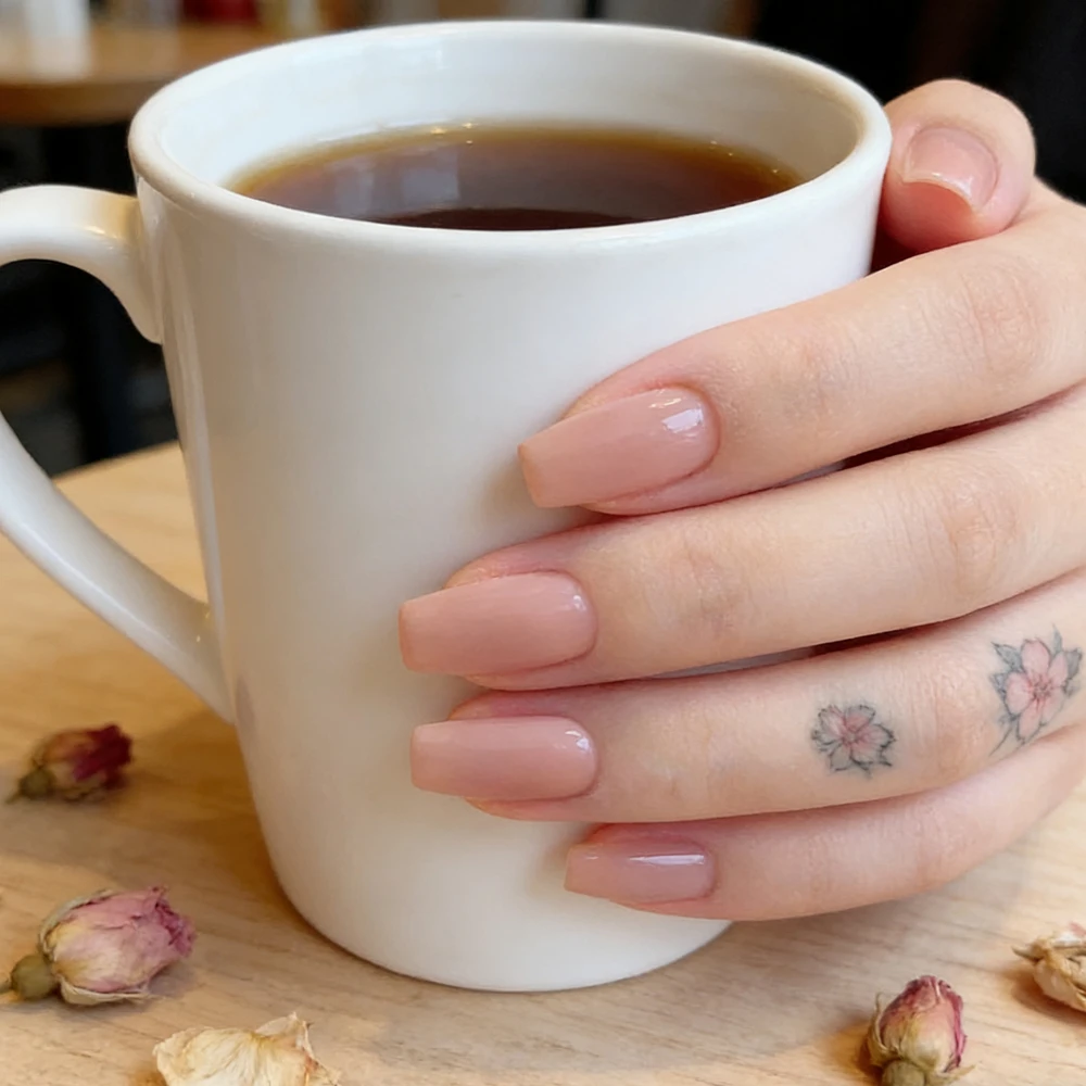 

48Pcs Acrylic Press On False Nails For Woman Natural Pink Fake Nails Short Ballerina Shaped DIY Finger Tips Manicure Tool