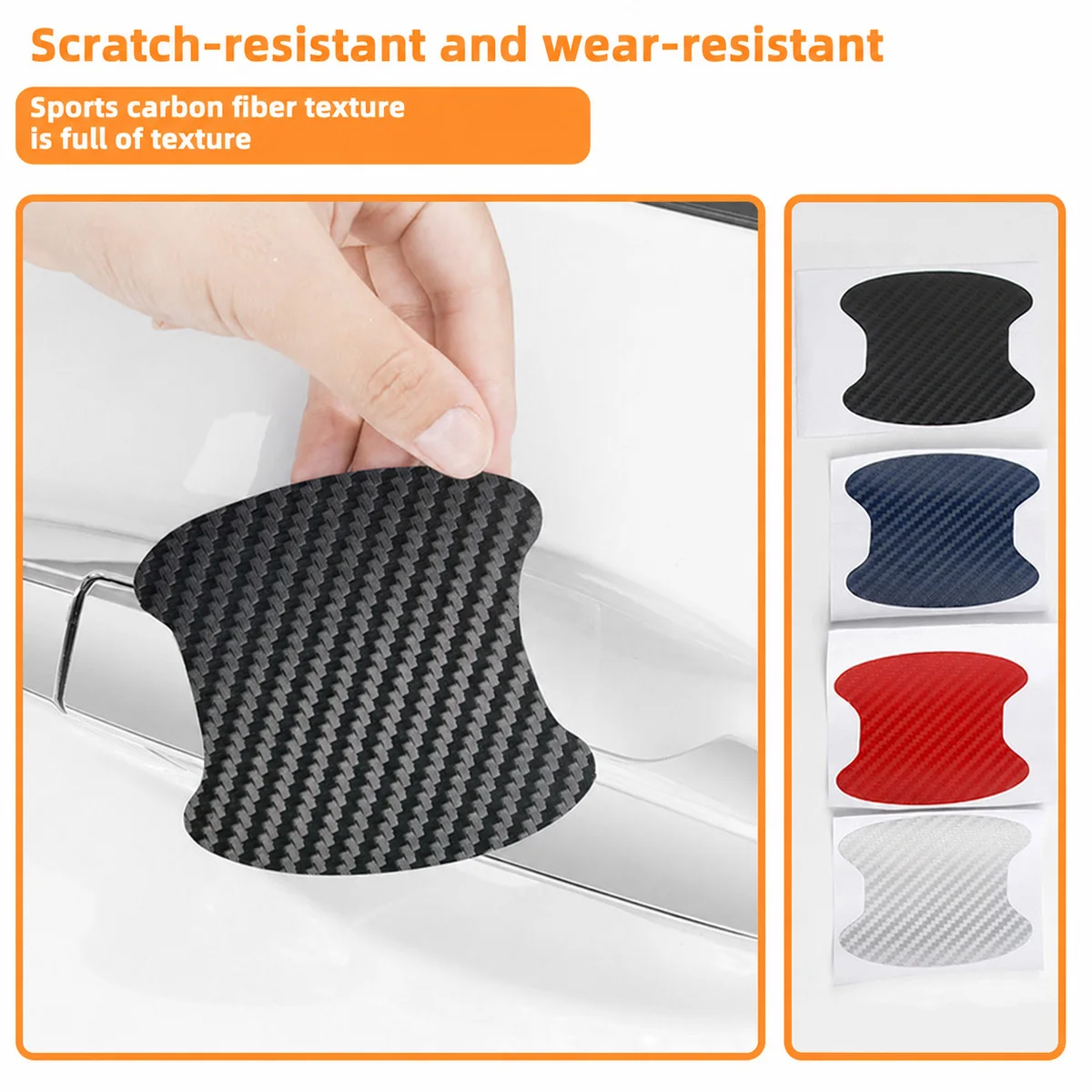 Yitong 4/8PCS Car Door Handle Protector Sticker Carbon Fiber Look Anti‑Scratch Guard Decal Vehicle Door Bowl Surface Protection