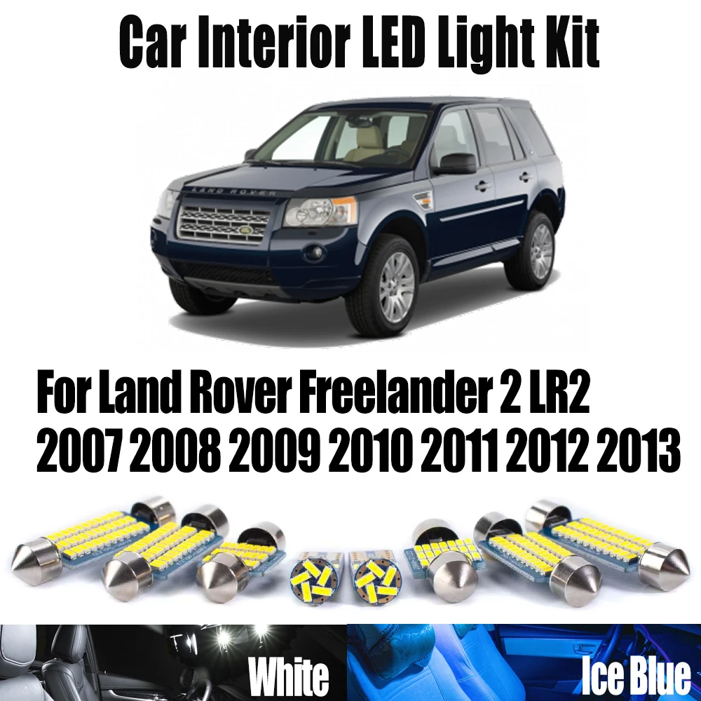 

14Pcs For Land Rover Freelander 2 LR2 2007- 2012 2013 LED Interior Dome Map Trunk Light Reading Bulbs Kit Canbus Car Accessories