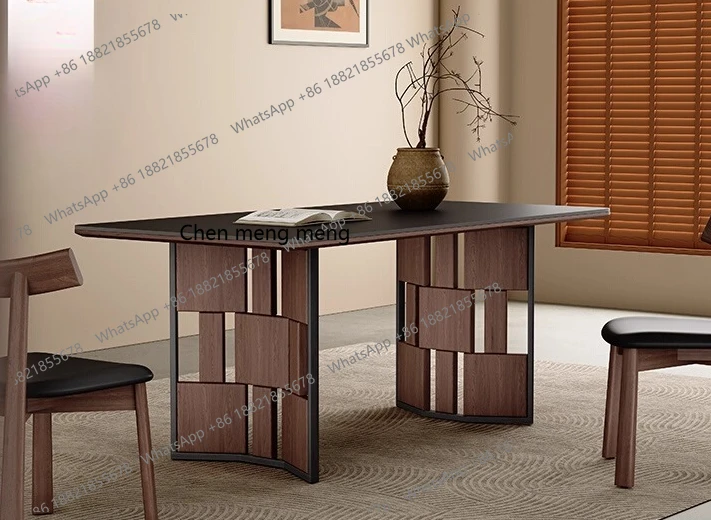 

Small apartment dining table, household slate, modern simple rectangular dining table, and old-fashioned solid wood dining table
