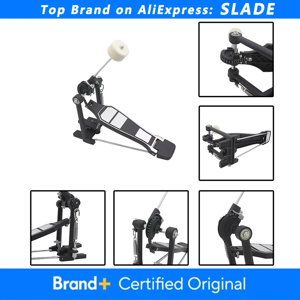 

SLADE Bass Drum Pedal with Drum Beater Foot Kick Tension Spring Single Chain Drive Set Percussion Instrument Part Accessories