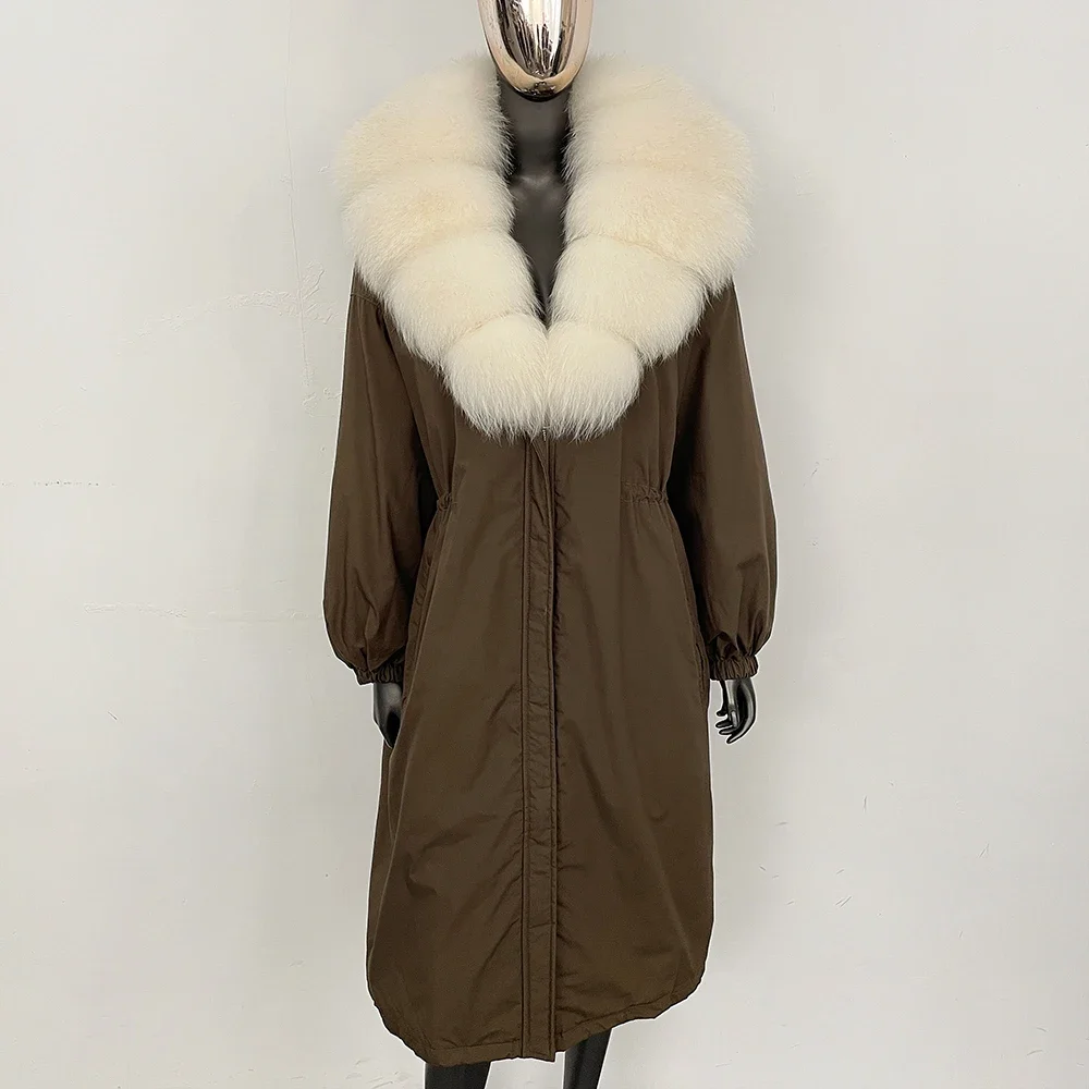 Femmes réel manteau de fourrure naturel fourrure de renard réel manteau longue femmes hiver doudoune léger bouffant femmes nouveau dans manteaux et vestes