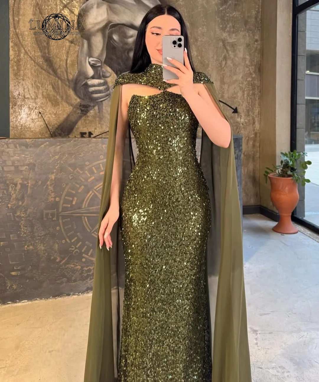 

Lumina Custom Made Women's Prom Dress 2026 Fishtail Skirt Gala Dresses Elegant Evening Party Shawl Sequins Robe Designer Luxe