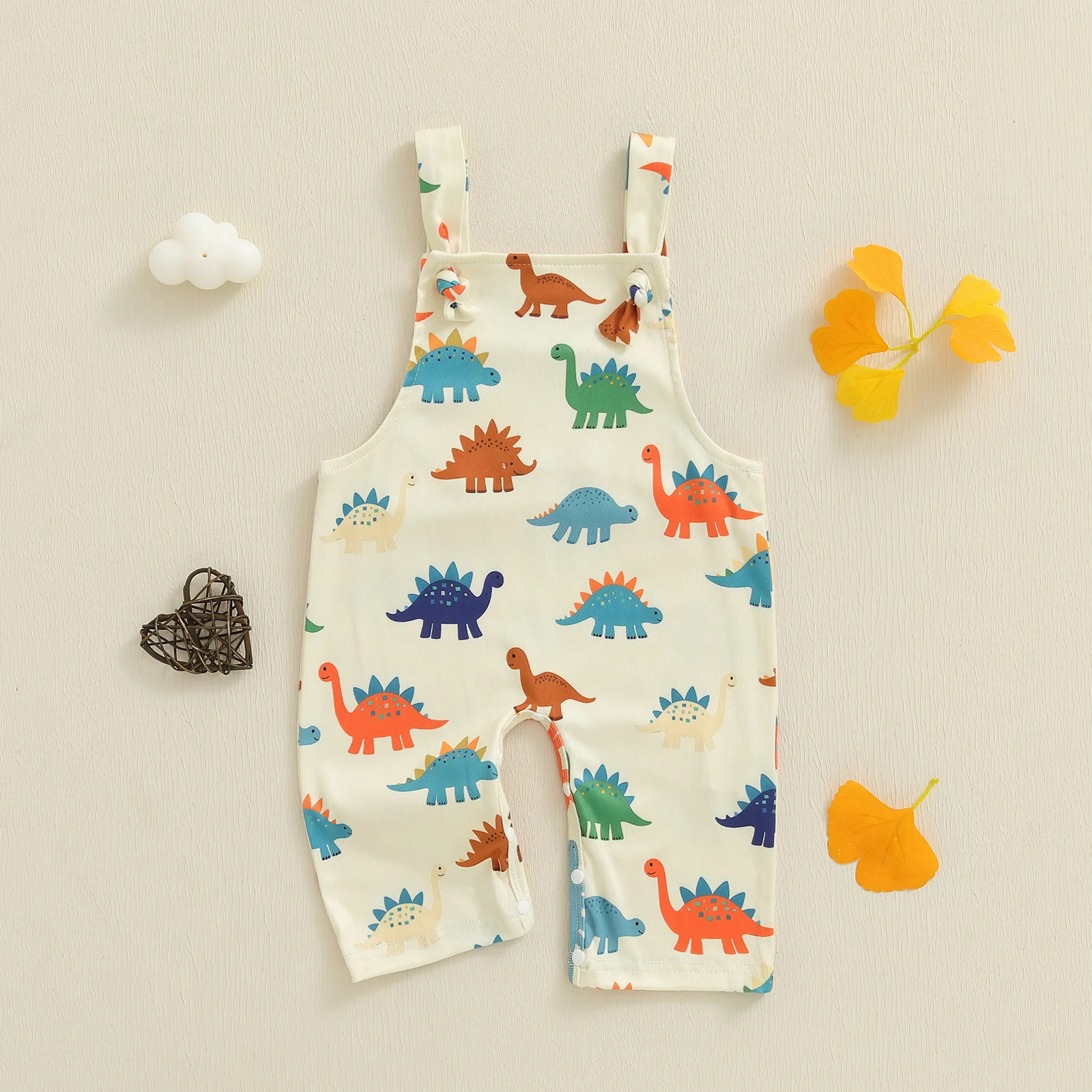 

Baby Jumpsuit Casual Sleeveless Square Neck Dinosaur Print Overalls Newborn Romper Outfit