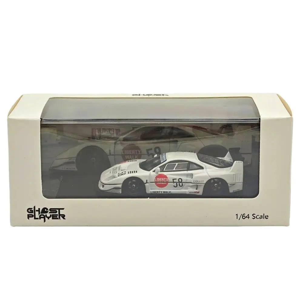 Ghost Player 1/64 for LBWK F40 #58 White Racing Sports Model Diecast Metal Car Collection Christmas Gift