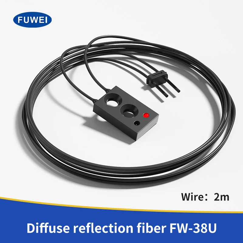 Sensor Serat Optik FUWEI FW-38U Output Sensor Otomatis Penguat Serat Optik Digital Sensor Reflektif Serat Optik Sudut Kanan
