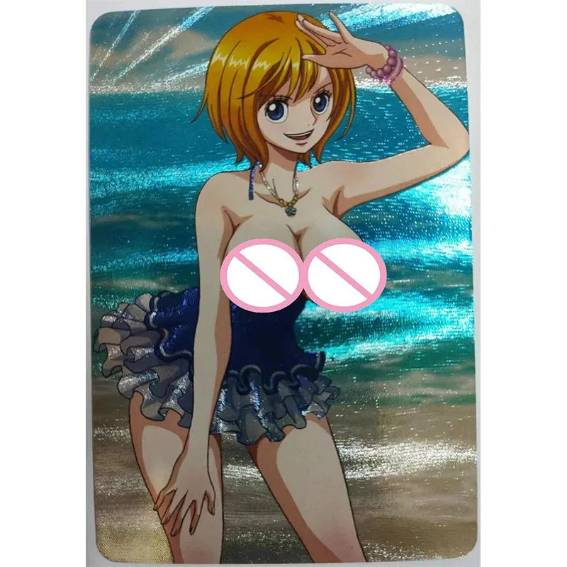 Anime Character DIY Collectible Cards NicoRobin Nami NicoRobin Rem Laser Flash Cards Boys Play Toys Christmas Birthday Gifts