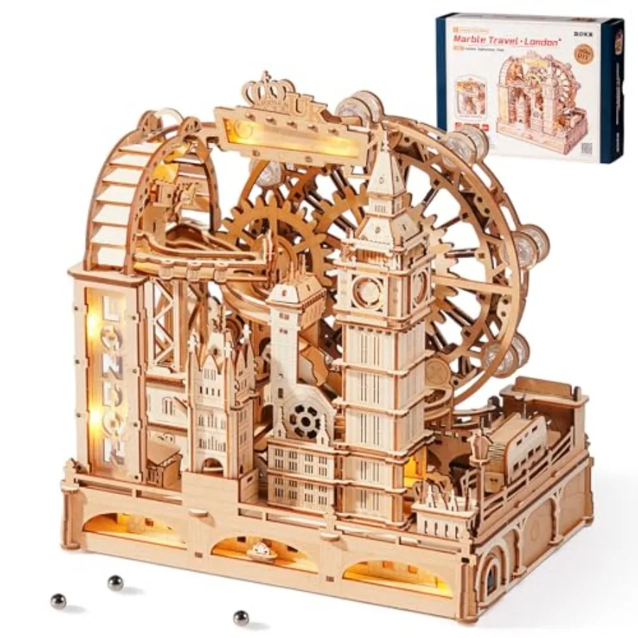 

3D Wooden Puzzles for Adults, Marble Travel London, 431Piece 3D Puzzles, Marble Run Gift for Adults