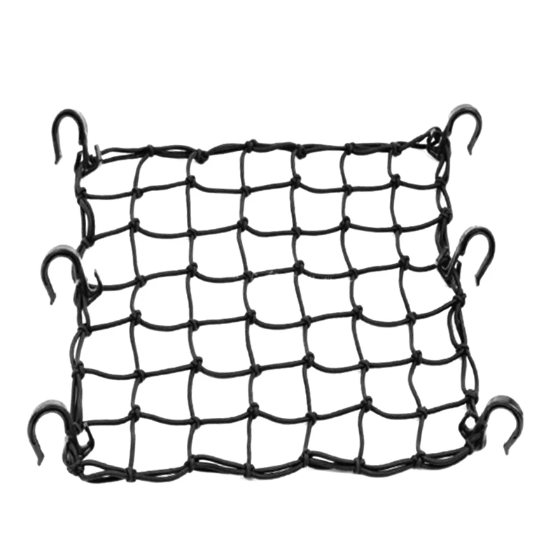 1 Piece Motorcycle Bicycle Cargo Net Featuring 6 Adjustable Hooks And Tight Mesh Black Black Latex+ABS