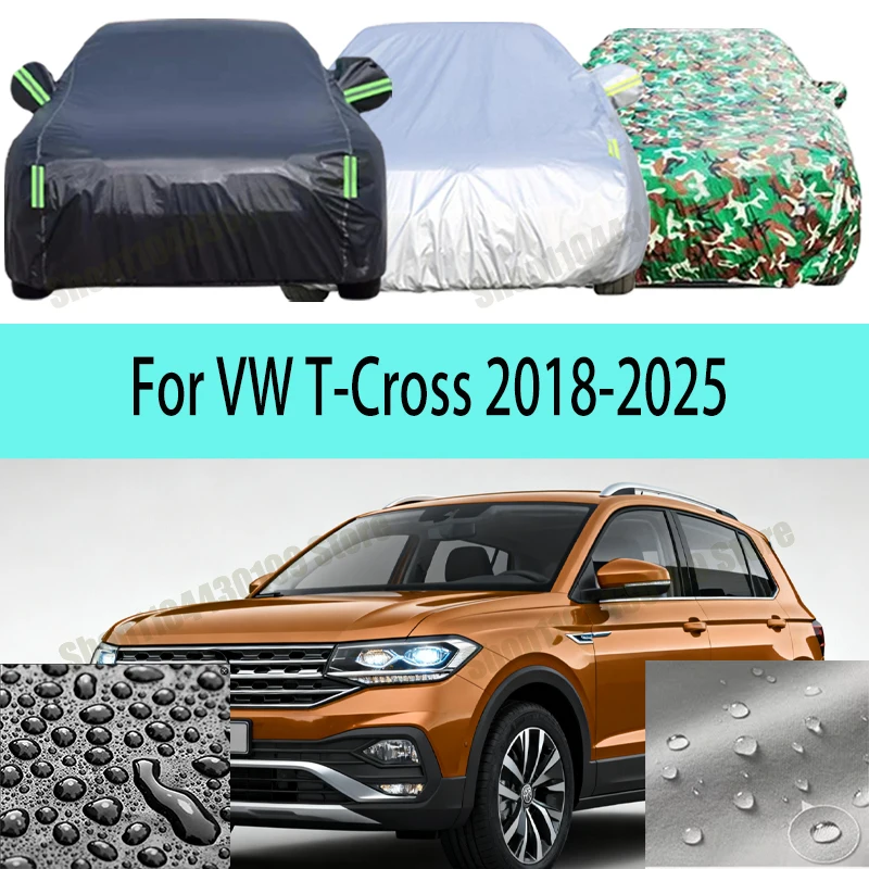 

For VW T-Cross 2018-2025 Outdoor Waterproof Snowproof Sunshade Car Cover 210T Custom Protection Storm Hood