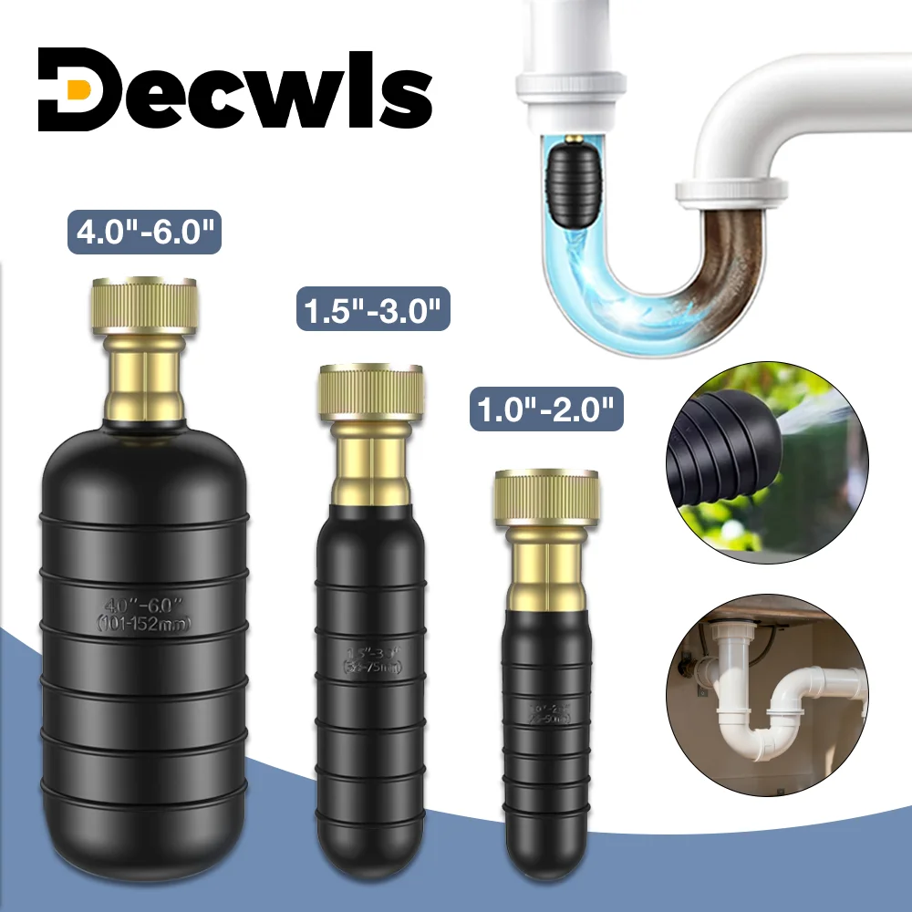 Drain Bladder Kit Rubber Drain Bladder Drain Cleaner For 1-Inch To 6-Inch Drain Pipes For Unclogging Bathroom/Kitchen Sink Drain